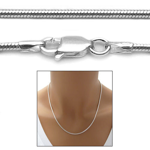 Sterling Silver Snake Chain Necklace 1.5mm (Gauge 040). Available in 6 Lengths.